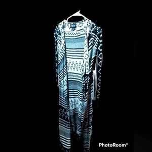 Mia Maddison long cardigan sweater small petite  100% rayon fringe on hem